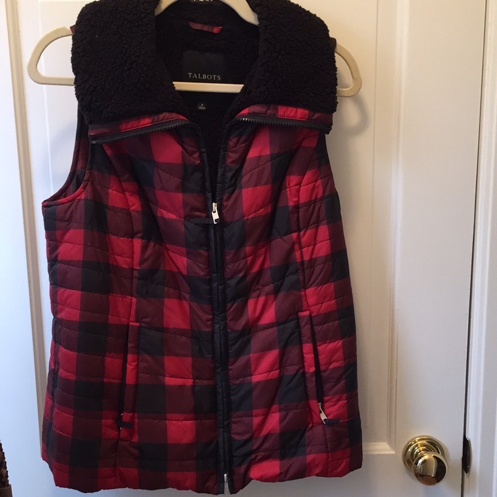 Talbots buffalo plaid vest